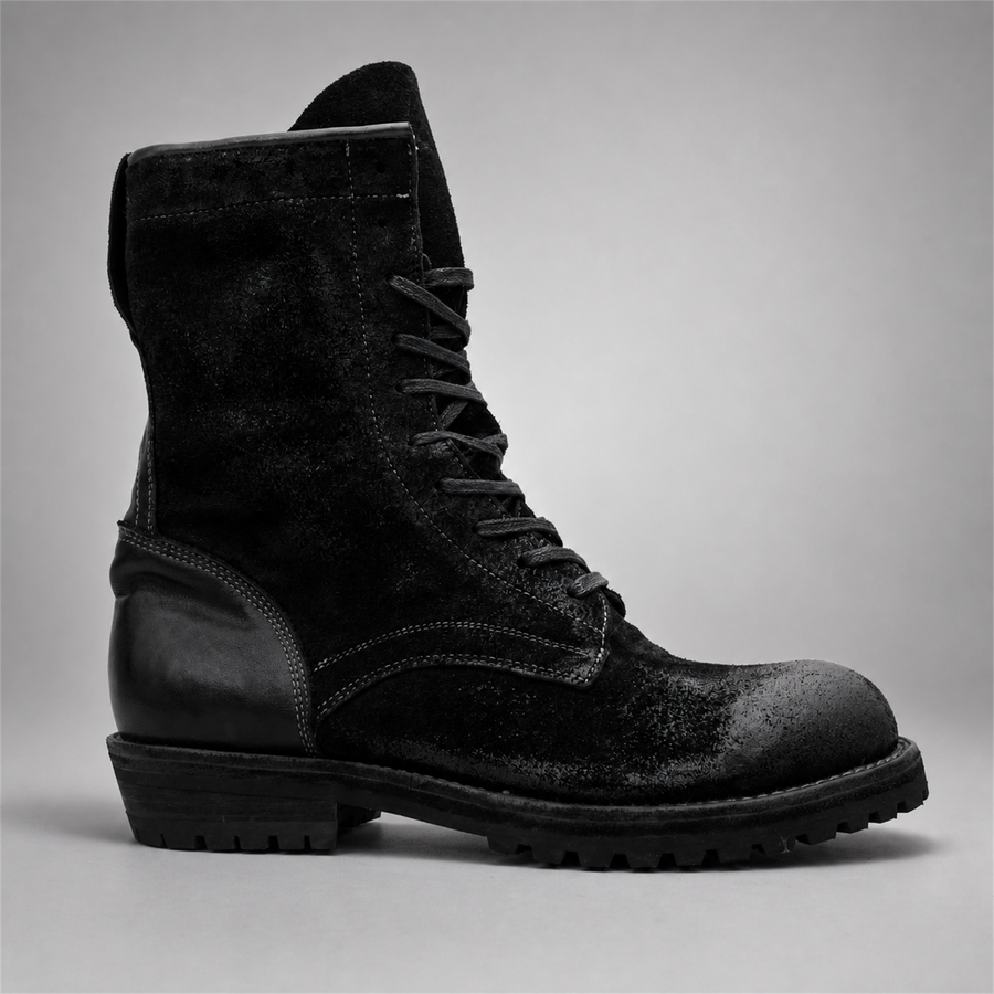 PASCH Ridgeway Tall Lace-Up Boot in Black Leather, side view