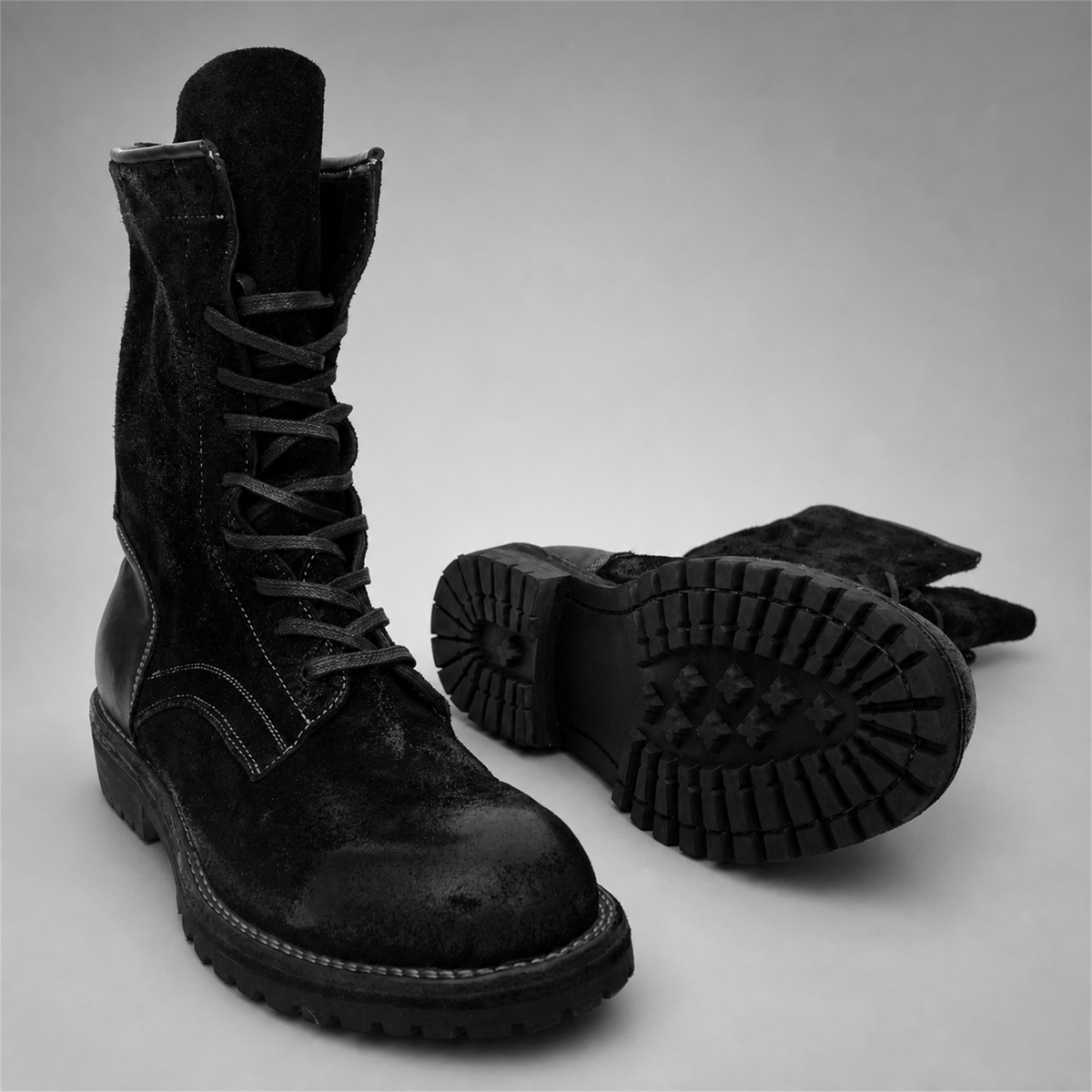 PASCH Ridgeway Tall Lace-Up Boot in Black Leather