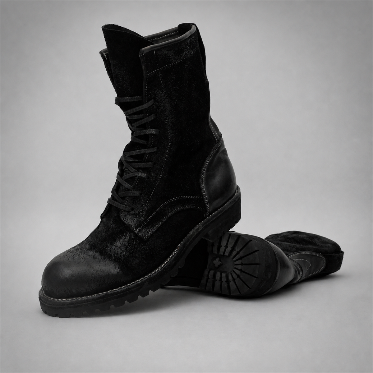 PASCH Ridgeway Tall Lace-Up Boot in Black Leather