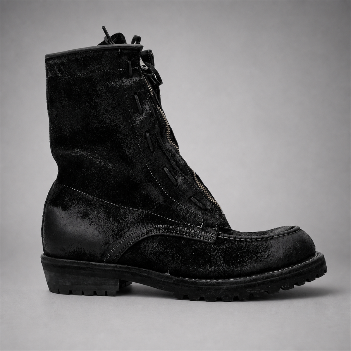 PASCH Ironwood Tall Moc-Toe Boot in Black Leather, side view