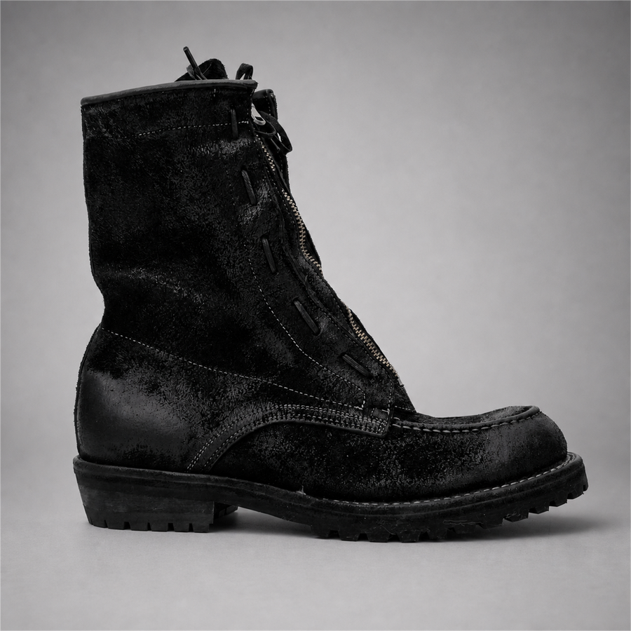 PASCH Ironwood Tall Moc-Toe Boot in Black Leather, side view