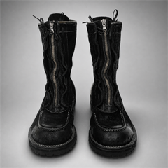 PASCH Ironwood Tall Moc-Toe Boot in Black Leather
