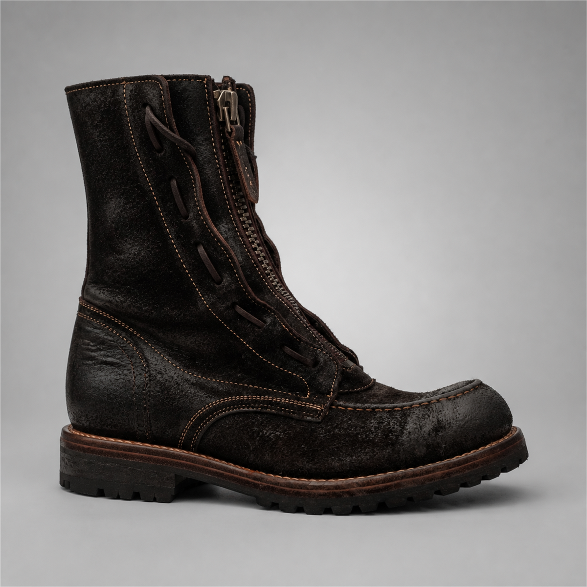 PASCH Ironwood Tall Moc-Toe Boot in Coffee Brown Leather, side view