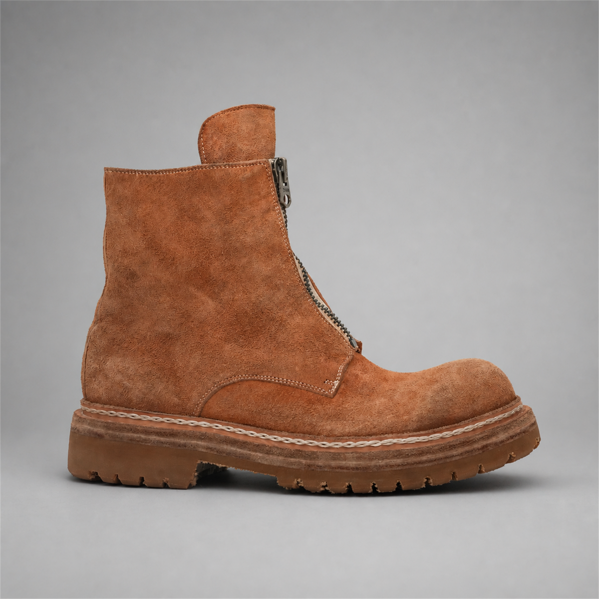 PASCH Vanguard Front-Zip Boot in Caramel Brown Leather, side view