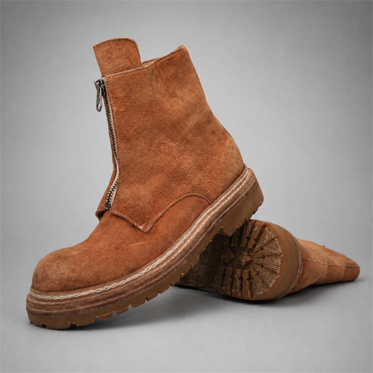 PASCH Vanguard Front-Zip Boot in Caramel Brown Leather