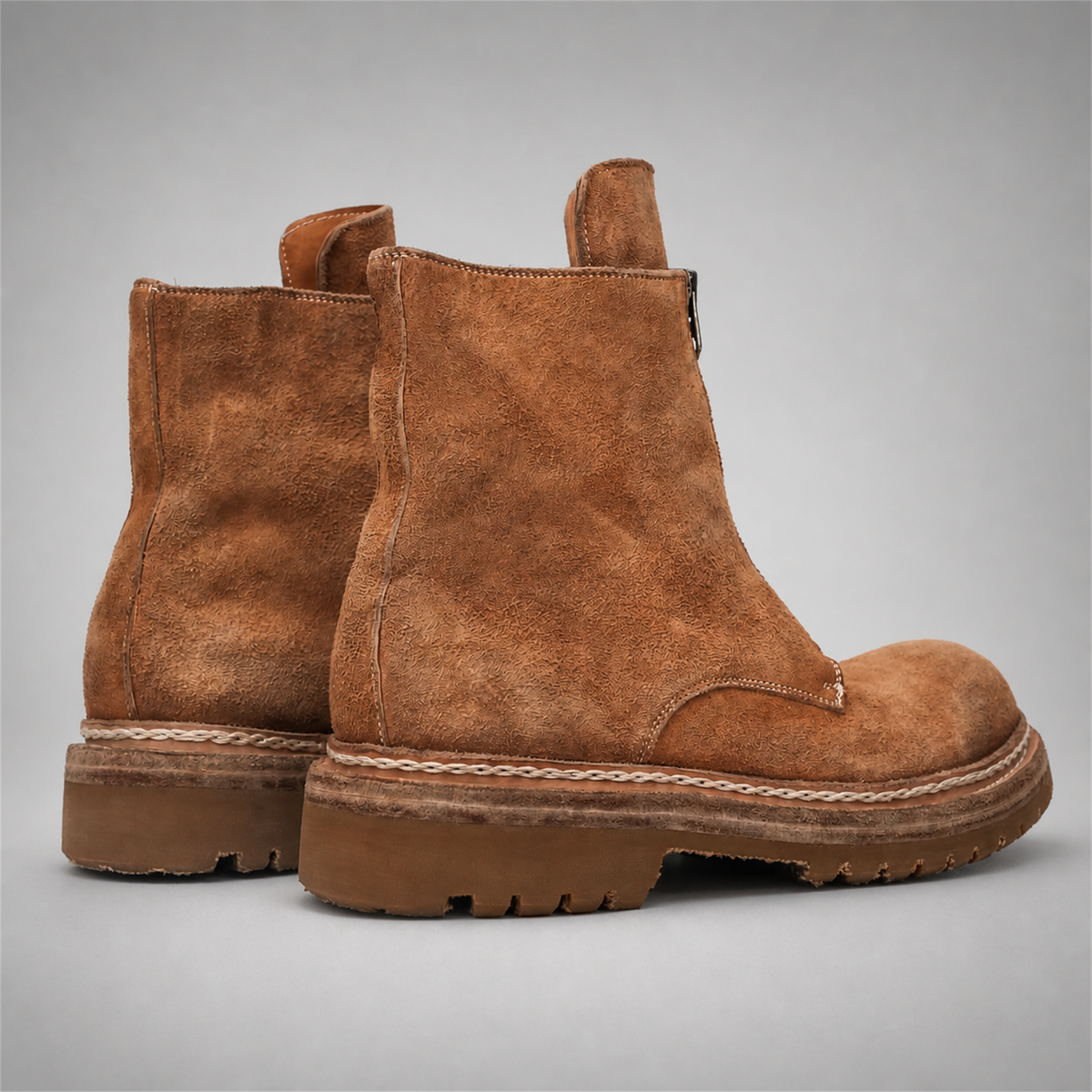 PASCH Vanguard Front-Zip Boot in Caramel Brown Leather