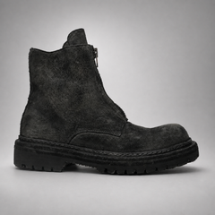 PASCH Vanguard Front-Zip Boot in Charcoal Black Leather, side view