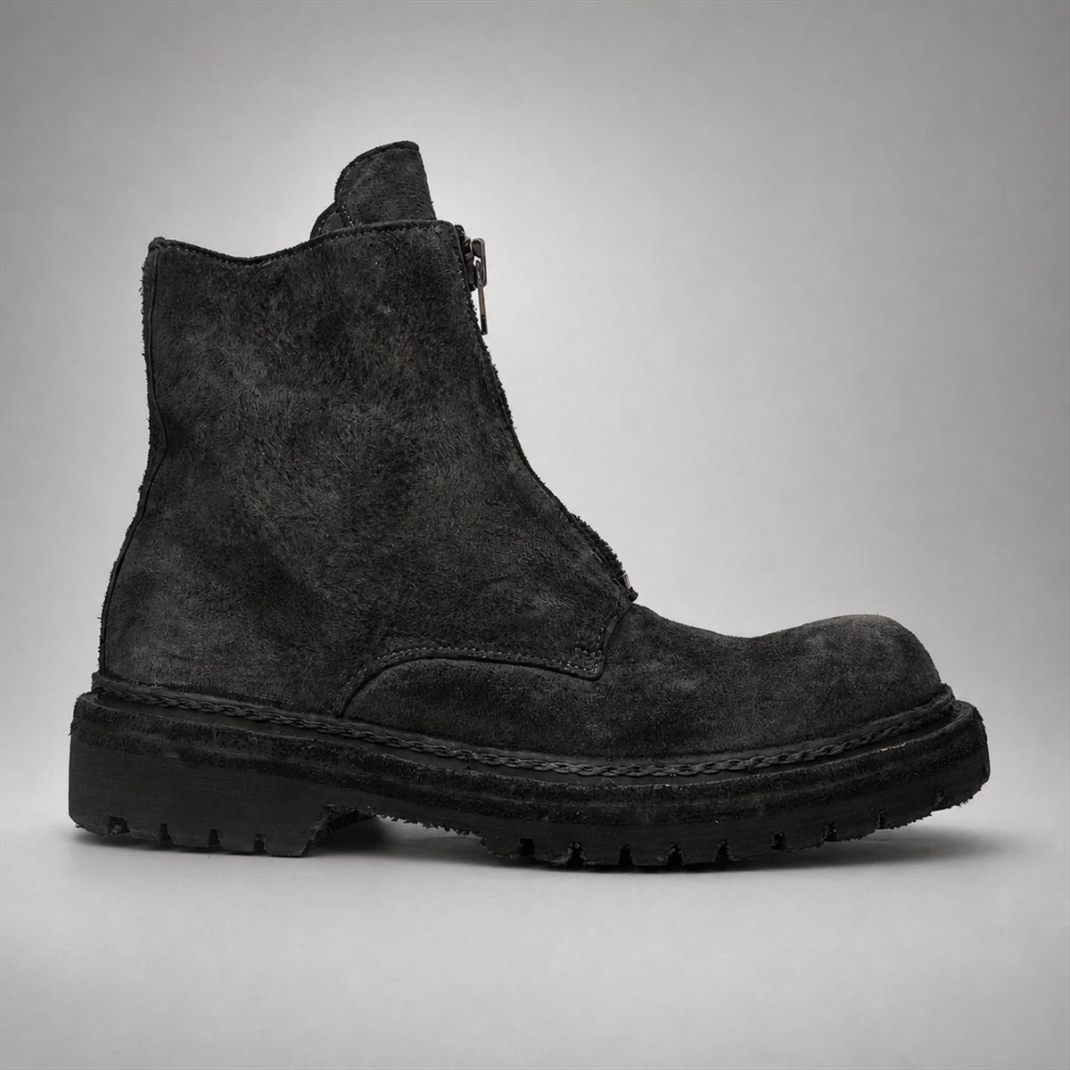 PASCH Vanguard Front-Zip Boot in Charcoal Black Leather, side view