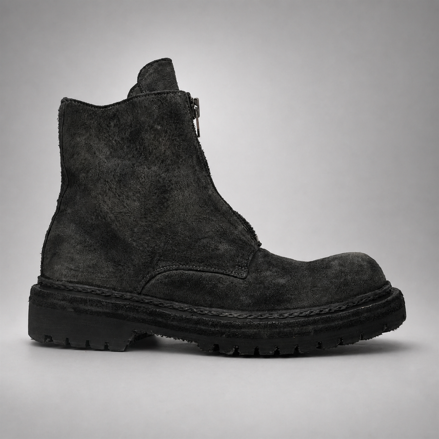 PASCH Vanguard Front-Zip Boot in Charcoal Black Leather, side view