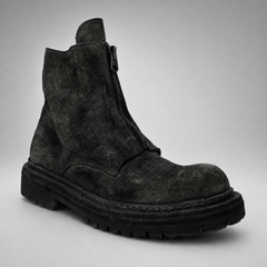PASCH Vanguard Front-Zip Boot in Charcoal Black Leather