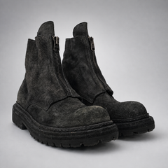 PASCH Vanguard Front-Zip Boot in Charcoal Black Leather