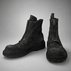 PASCH Vanguard Front-Zip Boot in Charcoal Black Leather
