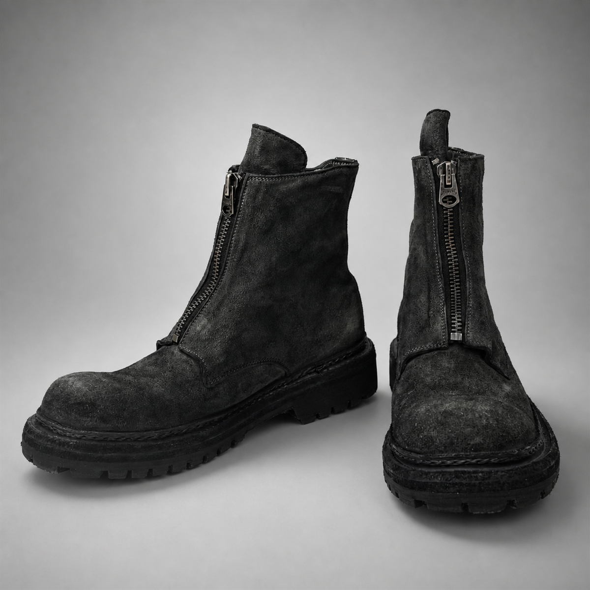 PASCH Vanguard Front-Zip Boot in Charcoal Black Leather