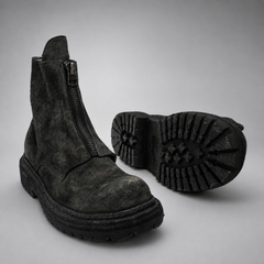 PASCH Vanguard Front-Zip Boot in Charcoal Black Leather