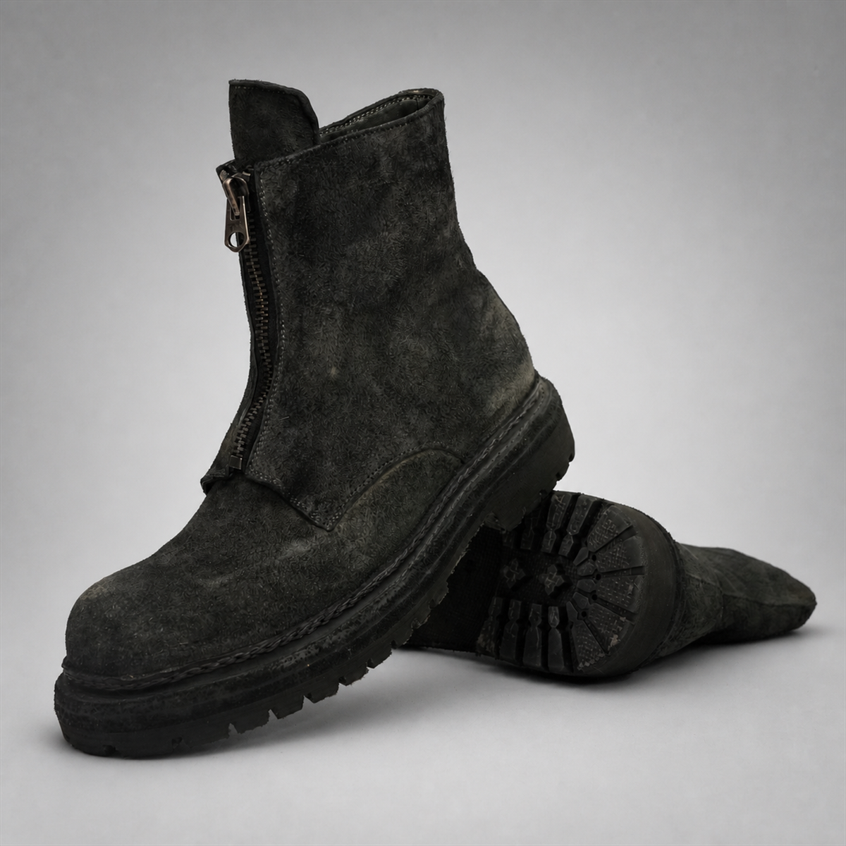 PASCH Vanguard Front-Zip Boot in Charcoal Black Leather