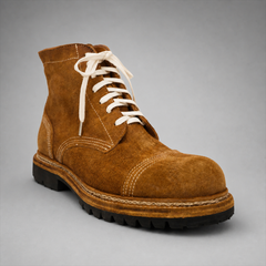 PASCH Hawthorne Cap-Toe Service Boot in Rust Brown Leather