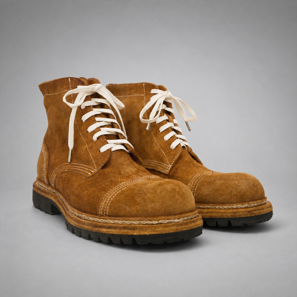 PASCH Hawthorne Cap-Toe Service Boot in Rust Brown Leather