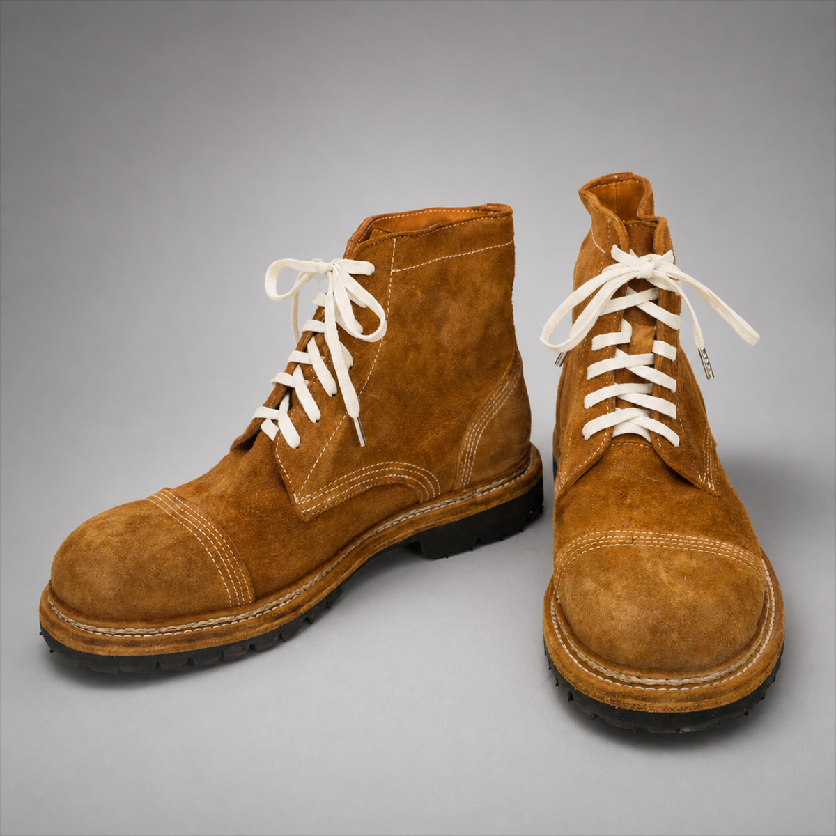 PASCH Hawthorne Cap-Toe Service Boot in Rust Brown Leather