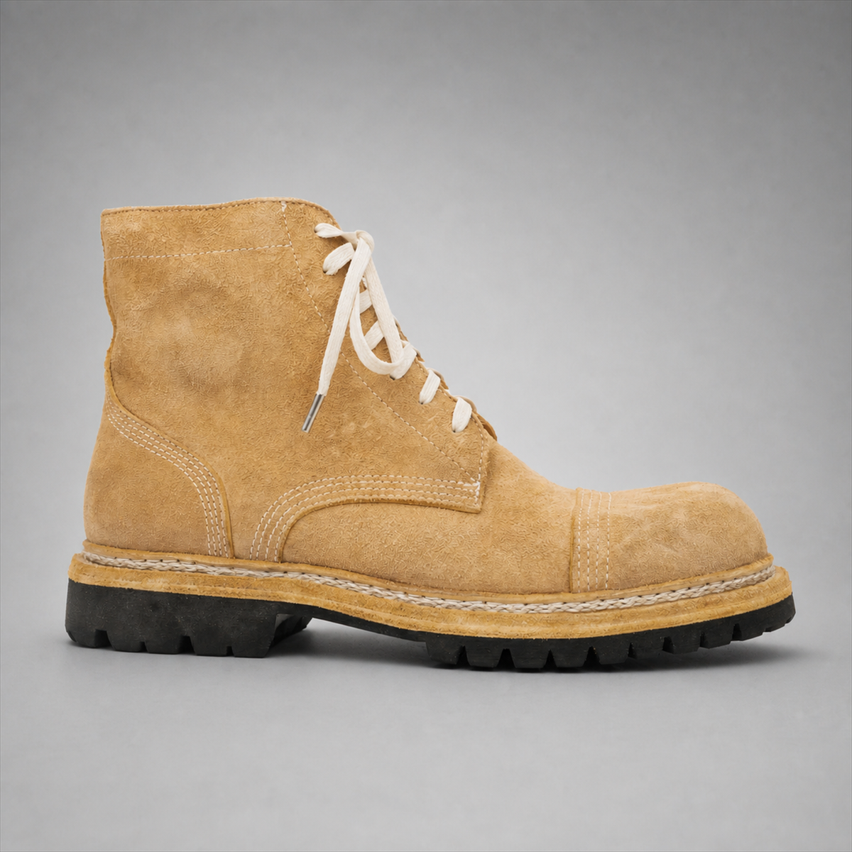 PASCH Hawthorne Cap-Toe Service Boot in Caramel Brown Leather, side view