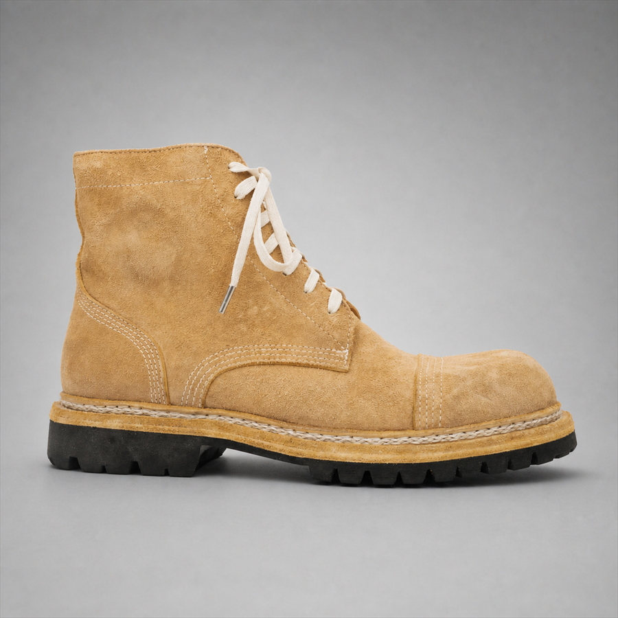 PASCH Hawthorne Cap-Toe Service Boot in Caramel Brown Leather, side view
