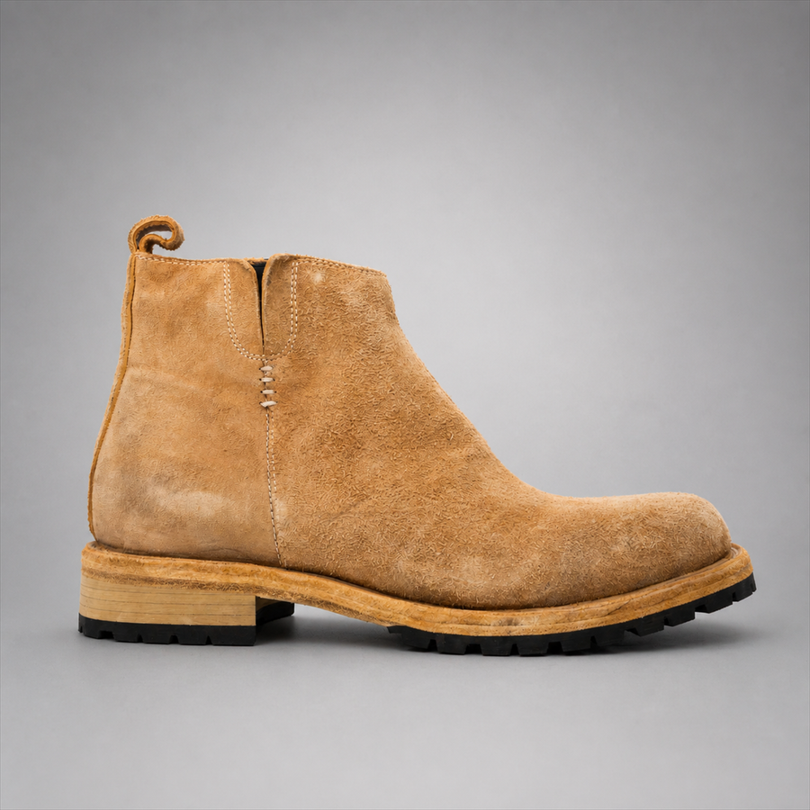 PASCH Sterling Side-Zip Boot in Caramel Brown Leather, side view