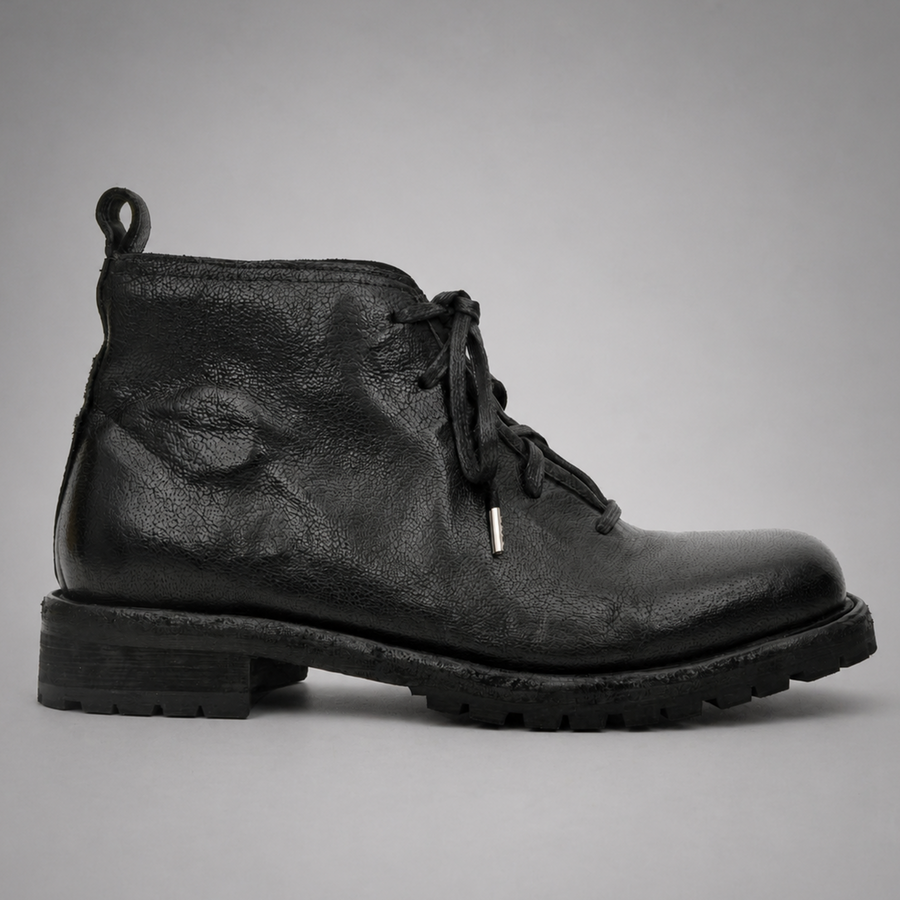 PASCH Forge Plain-Toe Service Boot in Black Leather, side view