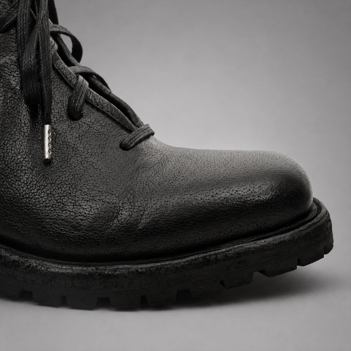 PASCH Forge Plain-Toe Service Boot in Black Leather