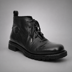 PASCH Forge Plain-Toe Service Boot in Black Leather