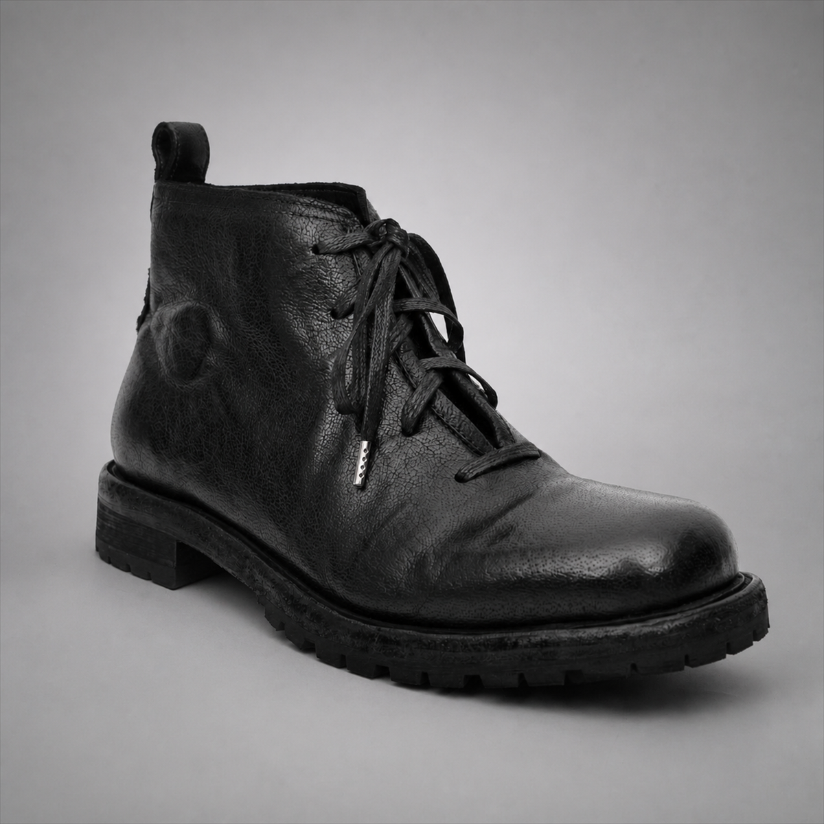 PASCH Forge Plain-Toe Service Boot in Black Leather