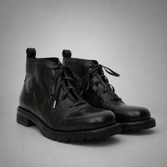 PASCH Forge Plain-Toe Service Boot in Black Leather