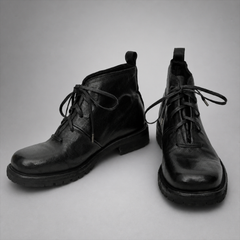 PASCH Forge Plain-Toe Service Boot in Black Leather