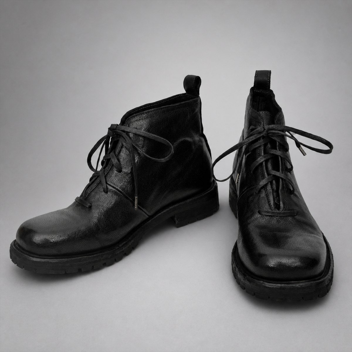 PASCH Forge Plain-Toe Service Boot in Black Leather