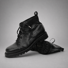 PASCH Forge Plain-Toe Service Boot in Black Leather