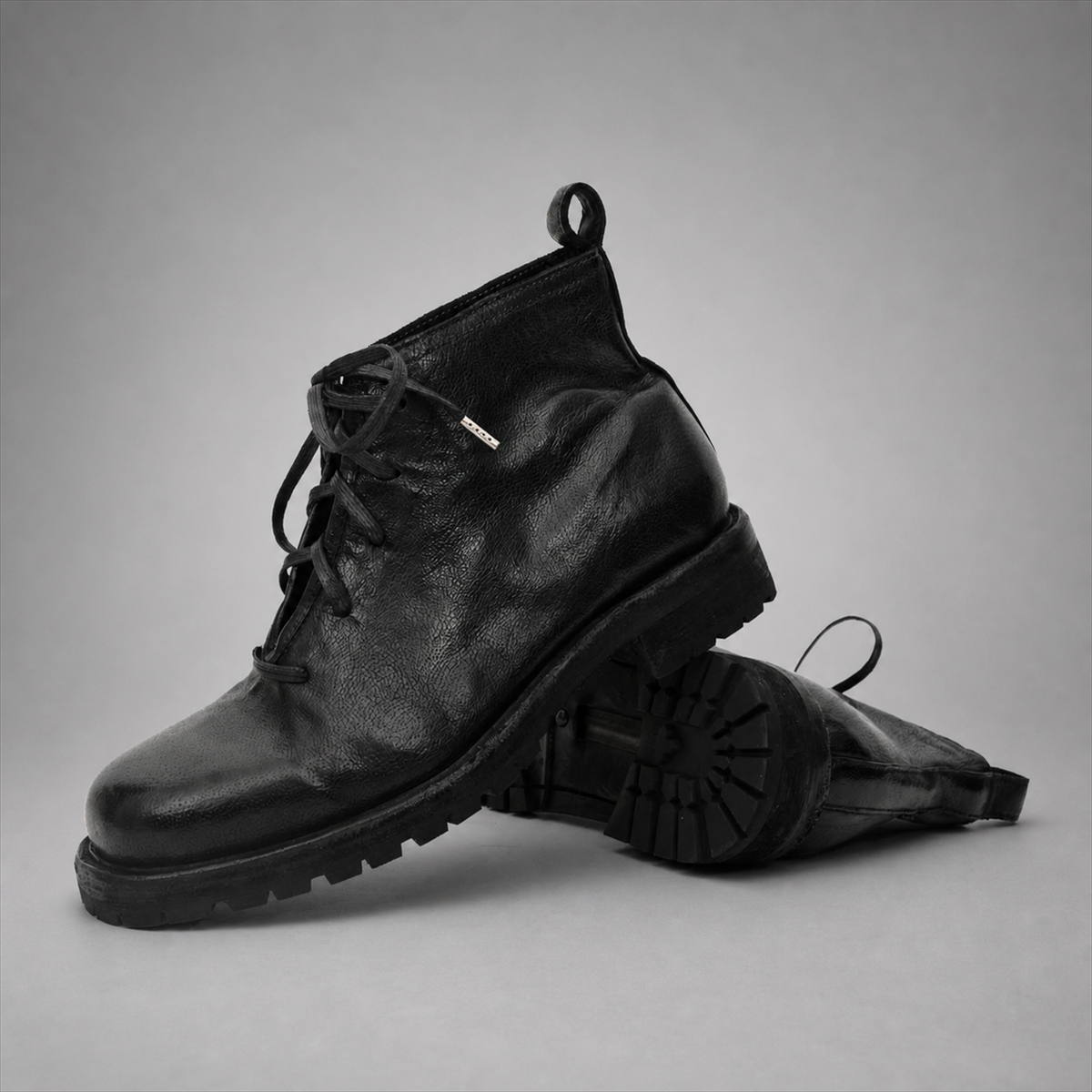 PASCH Forge Plain-Toe Service Boot in Black Leather