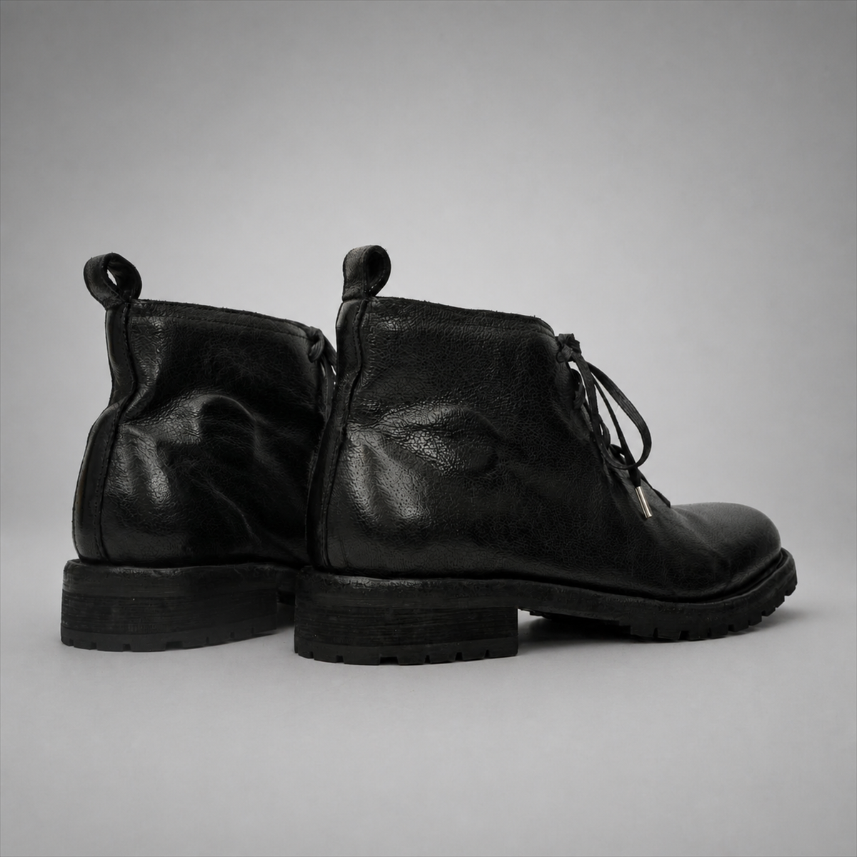 PASCH Forge Plain-Toe Service Boot in Black Leather
