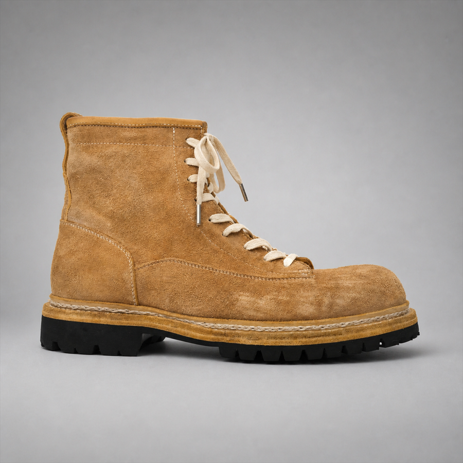 PASCH Summit Moc-Toe Service Boot in Caramel Brown Leather, side view