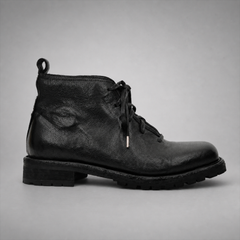 PASCH Ranger Plain-Toe Service Boot in Black Leather, side view