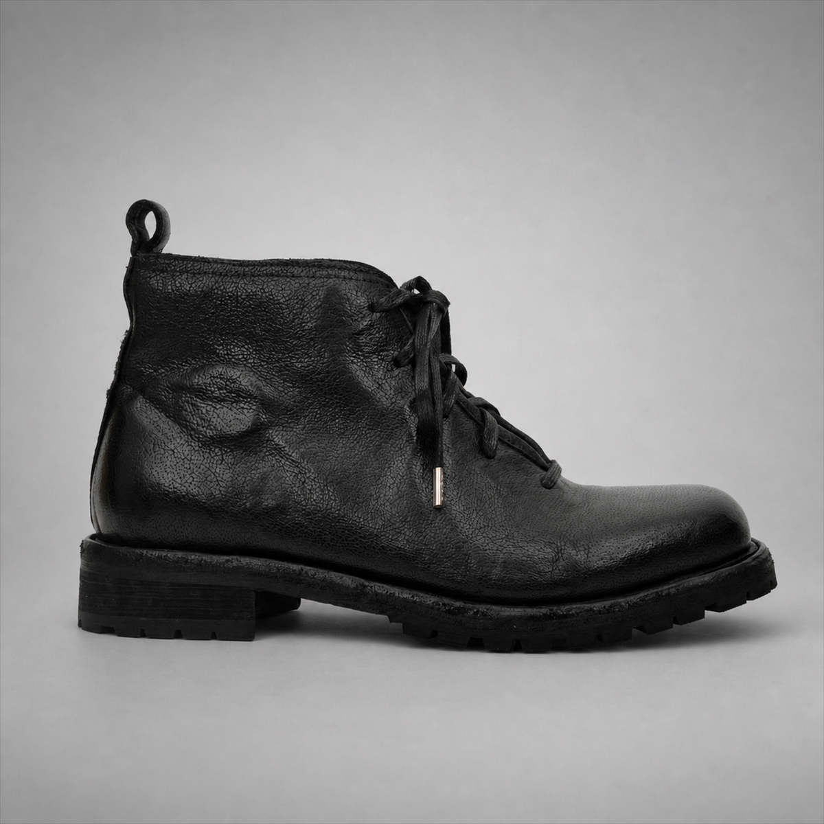 PASCH Ranger Plain-Toe Service Boot in Black Leather, side view
