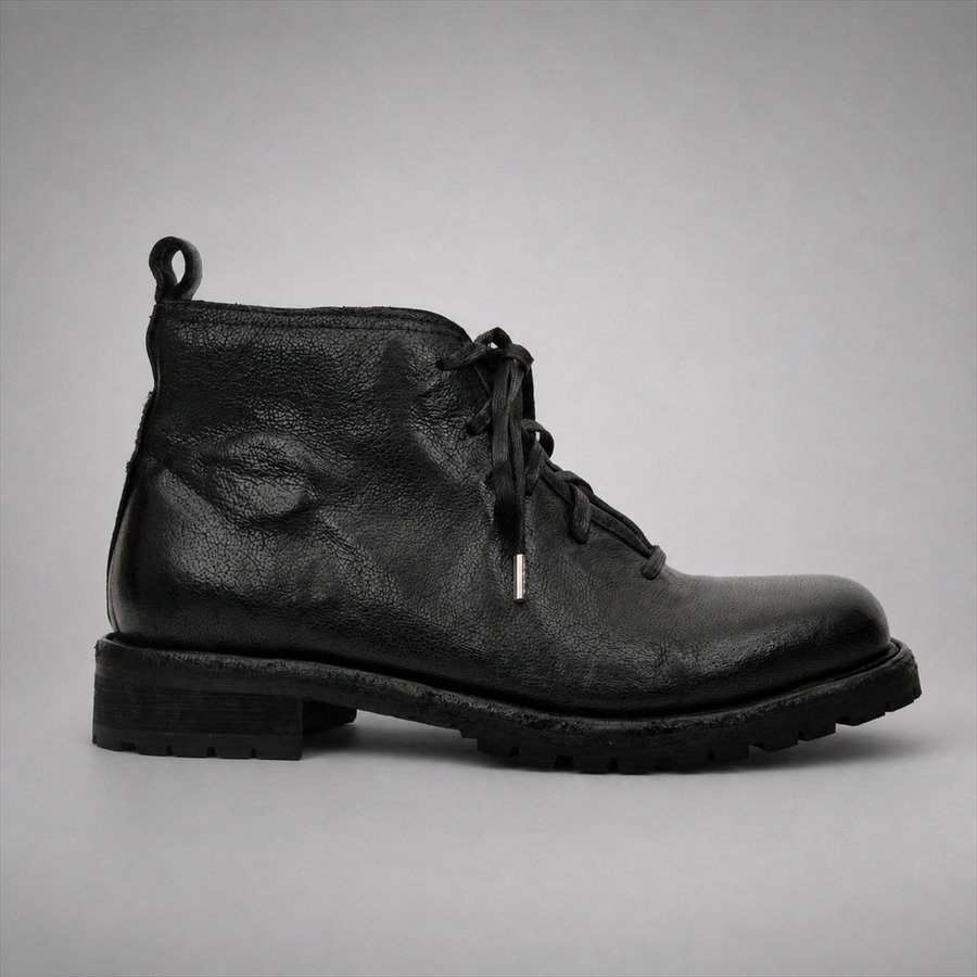 PASCH Ranger Plain-Toe Service Boot in Black Leather, side view