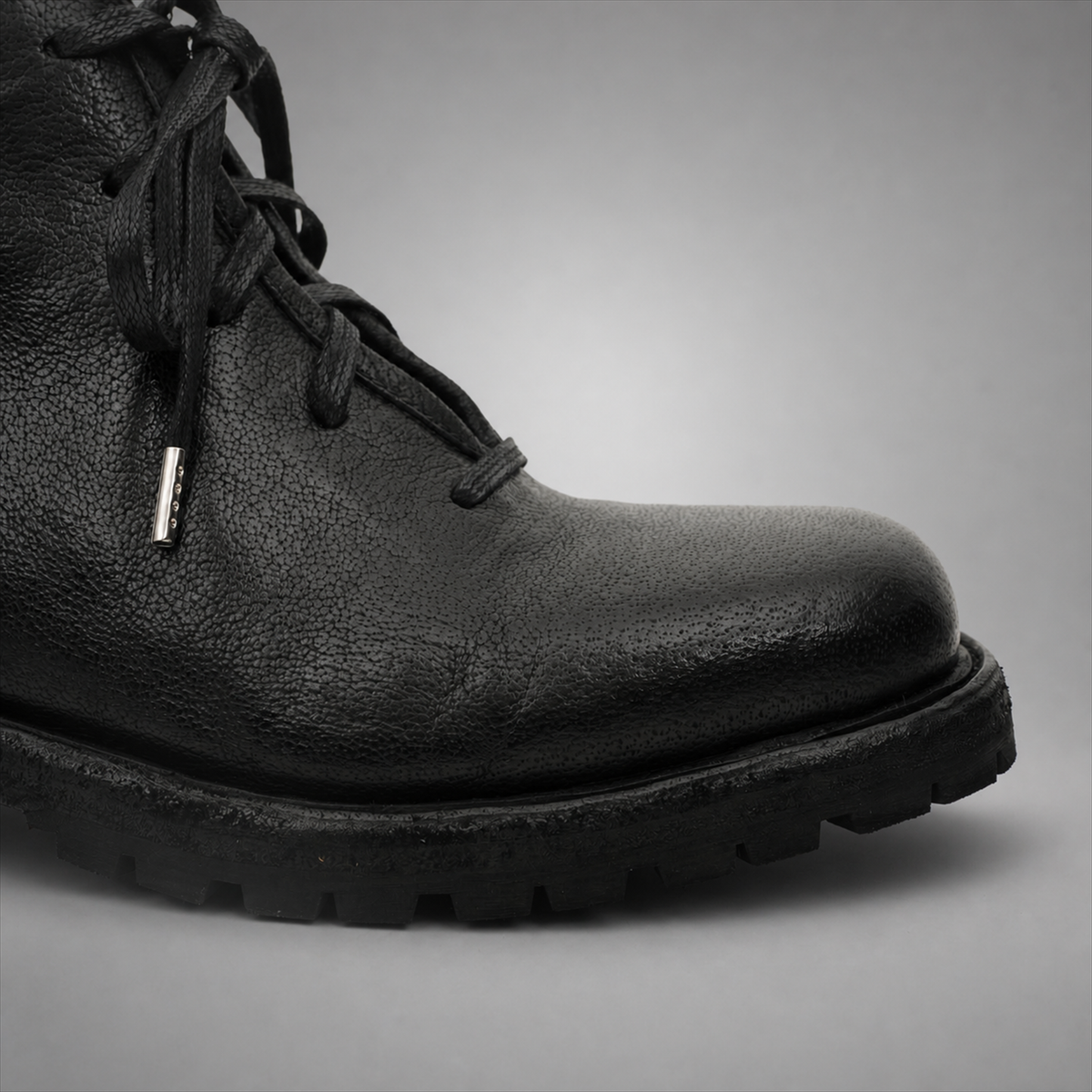 PASCH Ranger Plain-Toe Service Boot in Black Leather