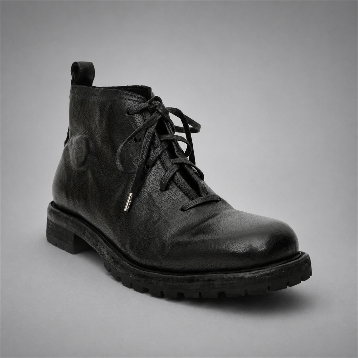 PASCH Ranger Plain-Toe Service Boot in Black Leather