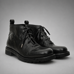 PASCH Ranger Plain-Toe Service Boot in Black Leather
