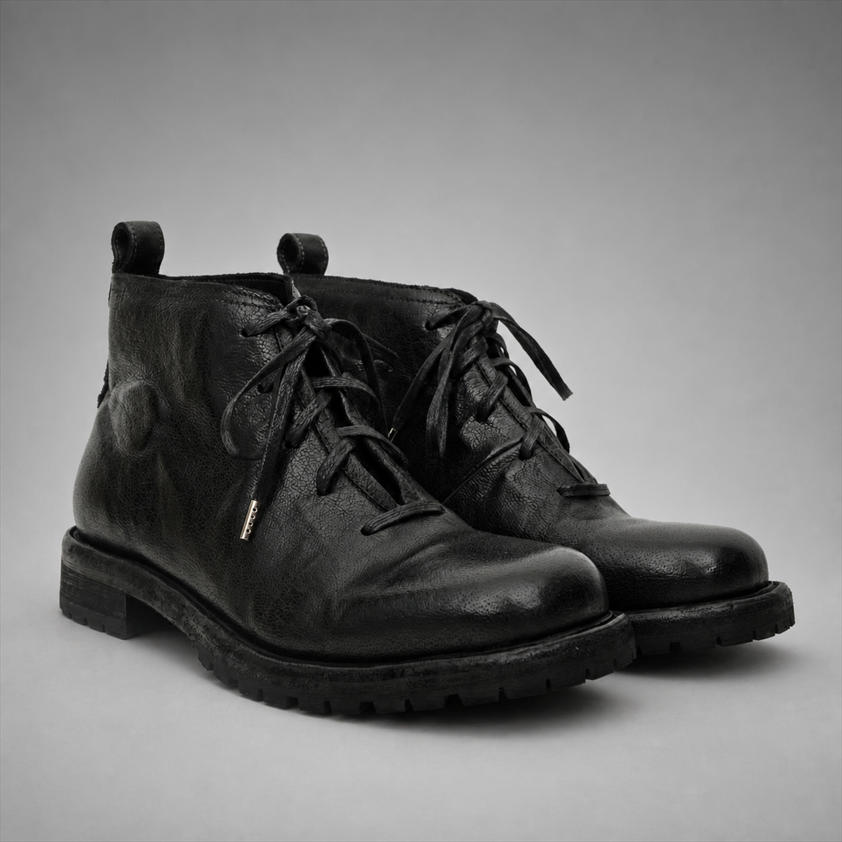 PASCH Ranger Plain-Toe Service Boot in Black Leather