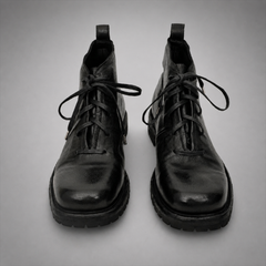PASCH Ranger Plain-Toe Service Boot in Black Leather
