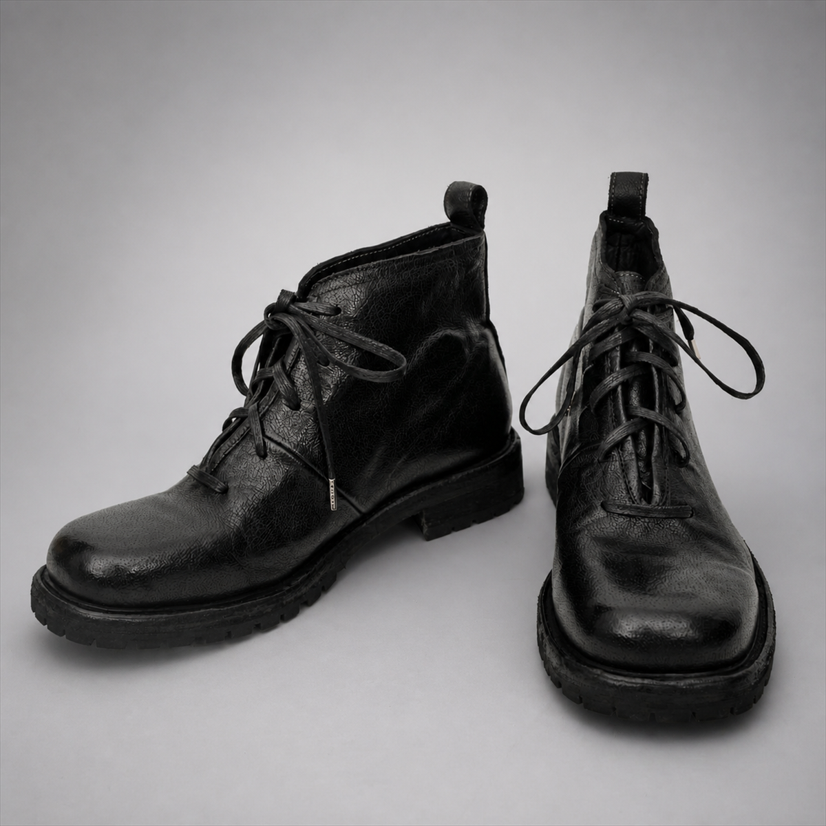 PASCH Ranger Plain-Toe Service Boot in Black Leather