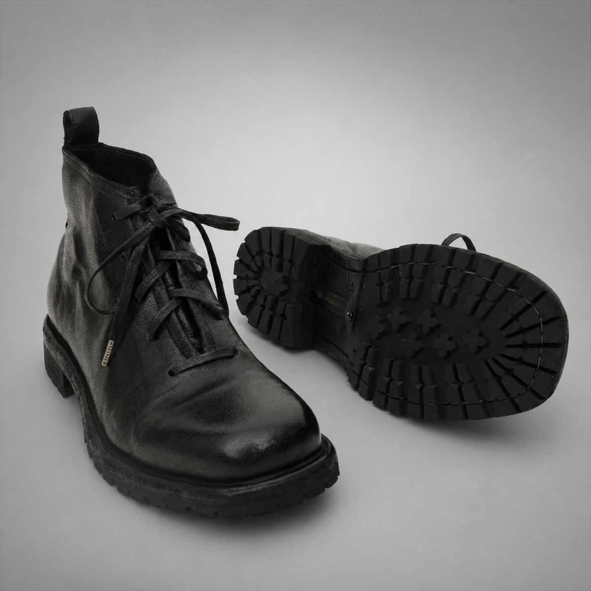 PASCH Ranger Plain-Toe Service Boot in Black Leather