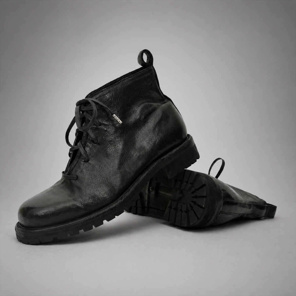 PASCH Ranger Plain-Toe Service Boot in Black Leather