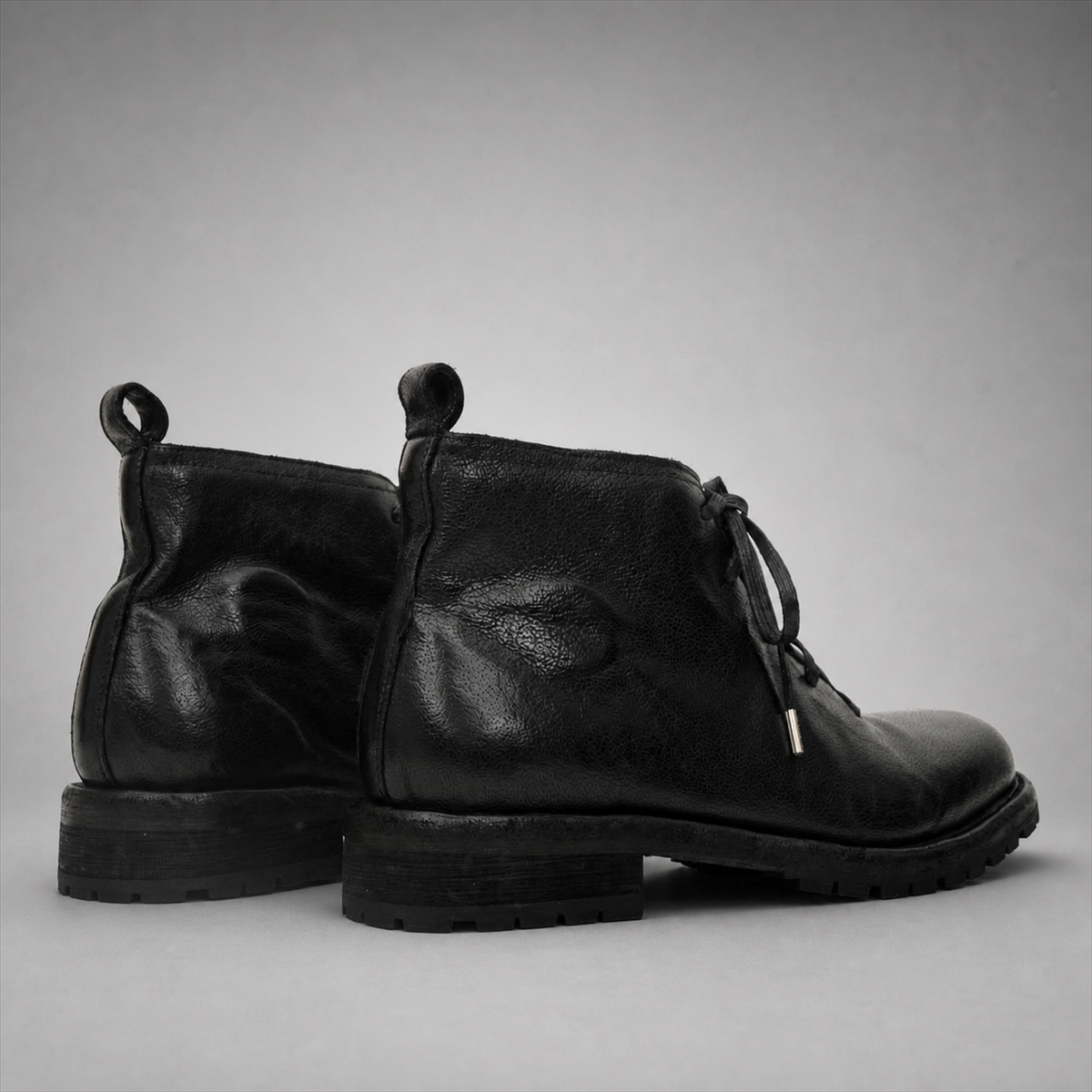 PASCH Ranger Plain-Toe Service Boot in Black Leather