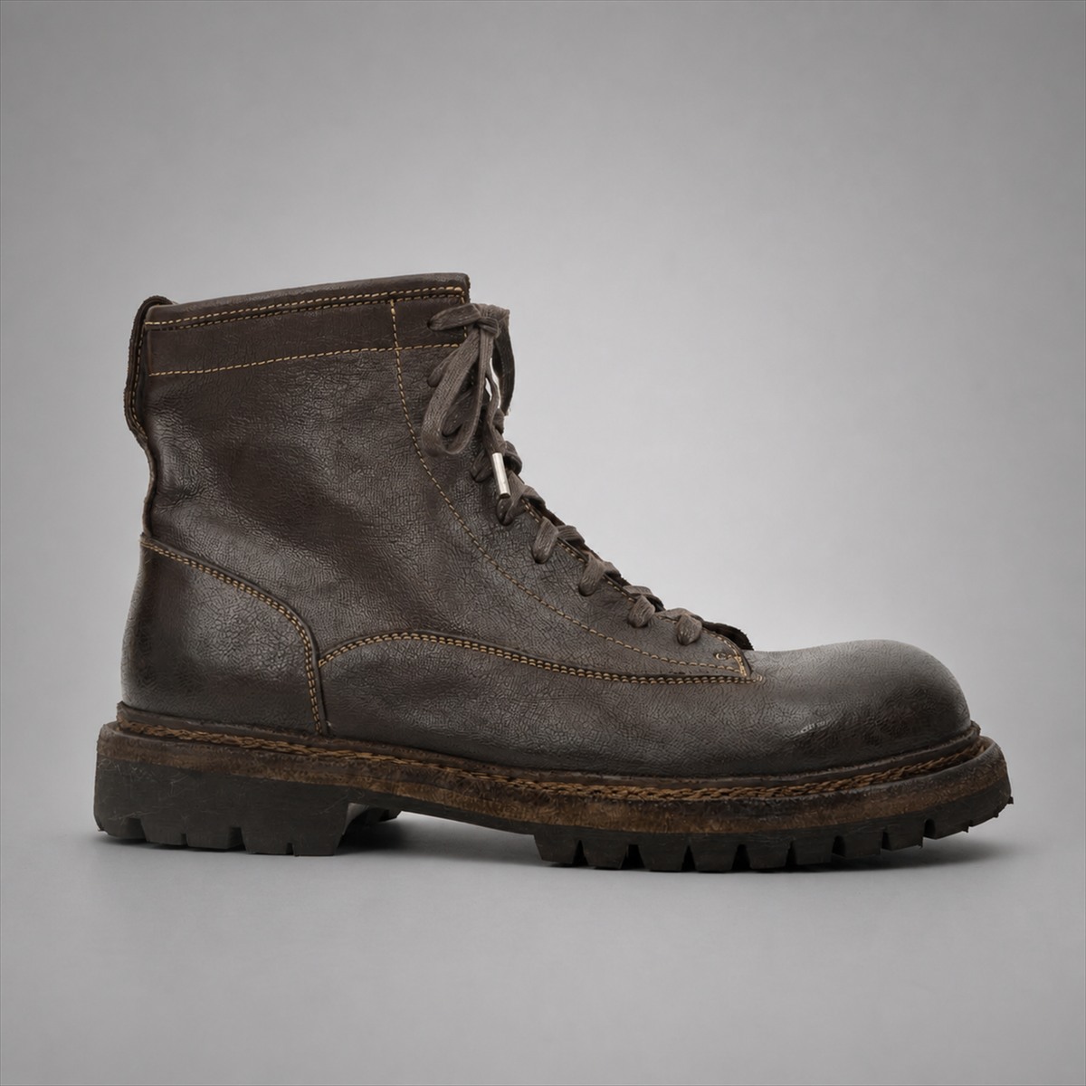 PASCH Timberline Lace-Up Boot in Coffee Brown Leather, side view