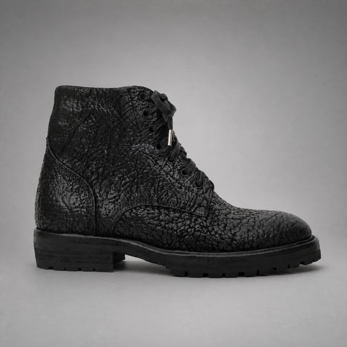 PASCH Blackthorn Textured Service Boot in Black Leather, side view